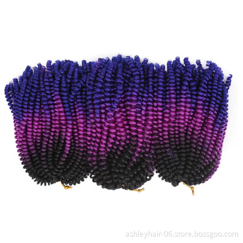 8in  30 strands  Custom popular hot selling soft  jumpy   spring twist japanese kanekalon fiber synthetic hair